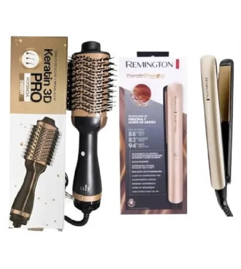 Transforma tu Cabello con el Combo Perfecto: Plancha de Keratina + Cepillo Secador para un Estilo Impecable!